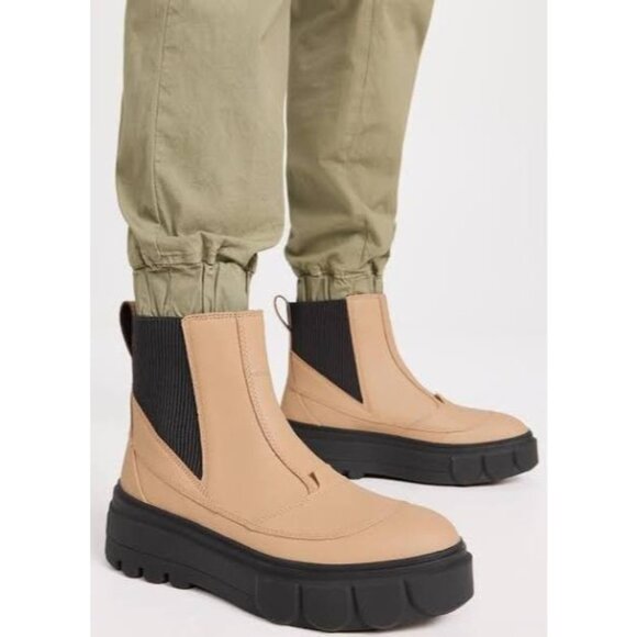 Caribou X Waterproof Platform Chelsea Boots Tan Brown 6.5 Lug Sole $190 - Picture 3 of 5